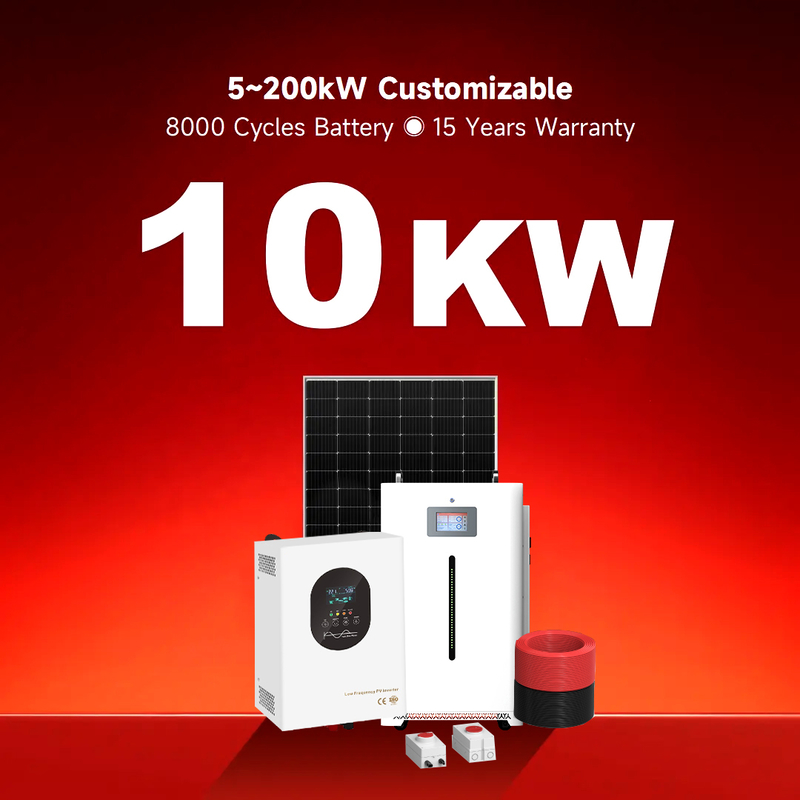 Tam Paket Ev Depolama Kullanımı 10kwh 30kwh Pil Paketi Şebekeden Bağımsız Hibrit Ev İçin Paneller Çatı Montajı Güneş Enerjisi Sistemi