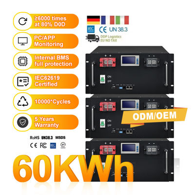 CAN İletişim Portu 51.2V 100Ah 150Ah 280Ah LiFePO4 Bataryası Güneş Enerjisi Sistemi için